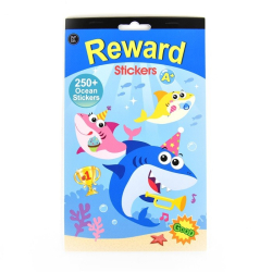 Bog med klistermrker, 250 stk., hajer