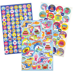 Bog med klistermrker, 250 stk., hajer