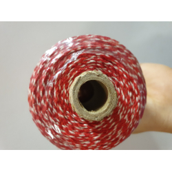 Dokumentsnor, Bomuldsgarn, rd/hvid, 1,1mm, 350m