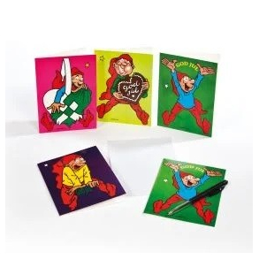 Bramming Julekort i ske, 8 stk., Lilla/grn