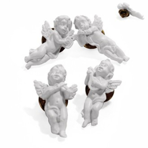 Broche m/hvid poly. engel 2 stk., 3cm