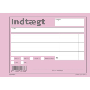 Burde Blok med indtgtsbilag, lyserd