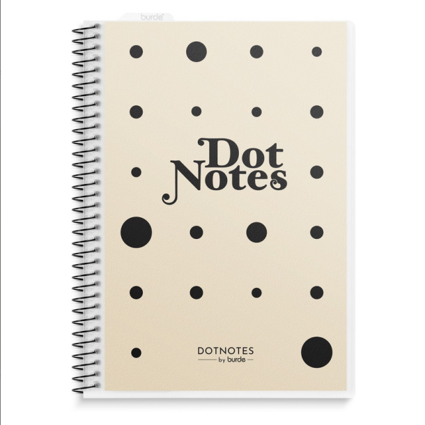 Burde, DotNotes, Spiralryg, Beige m. prikker
