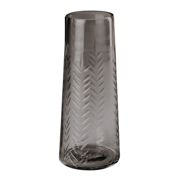 C'est Bon, Glasvase, slank, graveret, brun, 15x6 cm