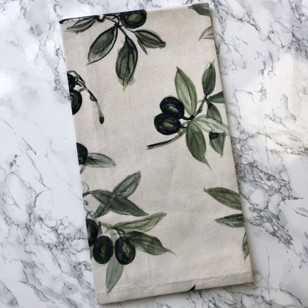 Caja, Italiensk viskestykke med oliven, 73 x 54 cm