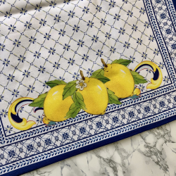 Caja, Positano lber, Citroner med bl kant, 1 stk., 138x46cm