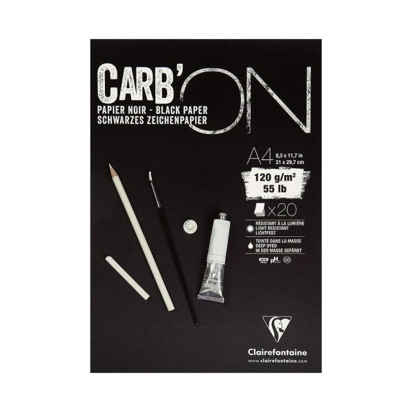 Carb' On Black Paper, A4 - Tegnepapir - Martensens Boghandel