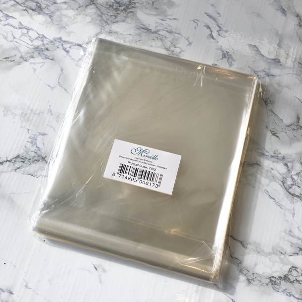 Cellofan Pose 14,8x15 cm klar m/limlukning, 100 stk.