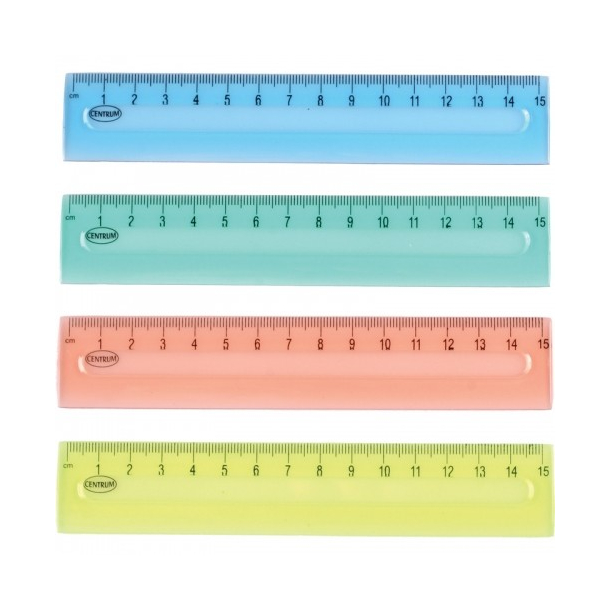 Centrum Lineal 15 cm, transparent m. farve, GUL