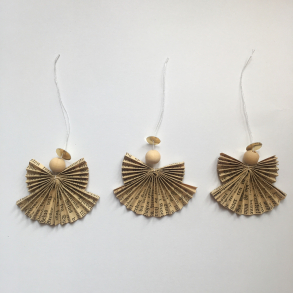 Christiansfeld engle 3 stk. mellem, antik med skrift