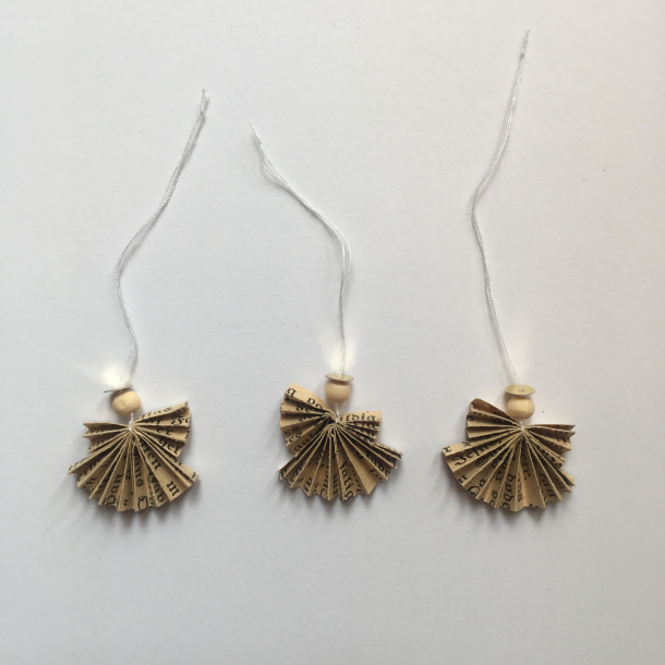 Christiansfeld engle 3 stk. sm, antik med skrift