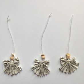 Christiansfeld engle 3 stk. sm, hvid med skrift