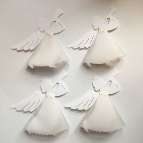 Christiansfeld engle, 4 stk., hvid