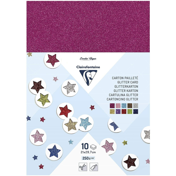Clairefontaine, glitter karton, 10 ark