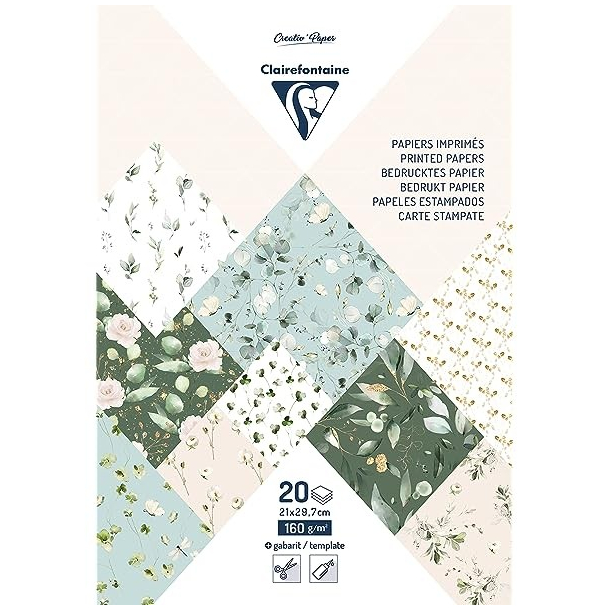 Clairefontaine karton med print, 160 g, Dried Flowers