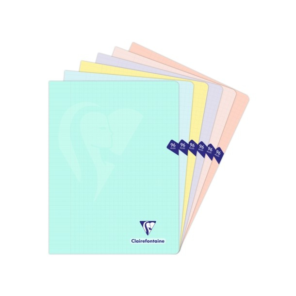 Clairefontaine kladdehfte med plastomslag, linieret, PASTEL, A4