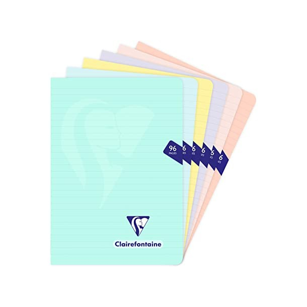 Clairefontaine kladdehfte med plastomslag, linieret, PASTEL, A5