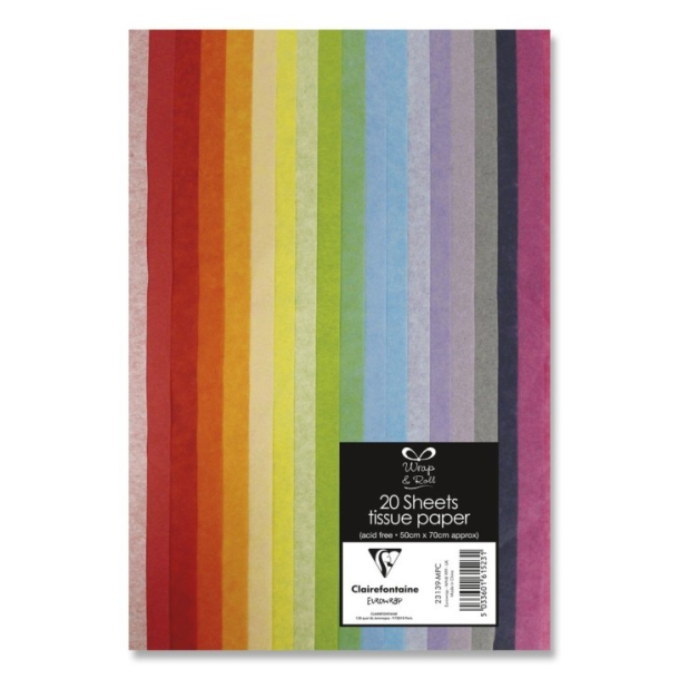 Clairefontaine Silkepapir, multifarvet, 20 ark