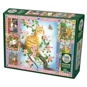 Cobble Hill puslespil 1000 brikker, Blossoms and Kittens Quilt
