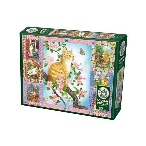Cobble Hill puslespil 1000 brikker, Blossoms and Kittens Quilt