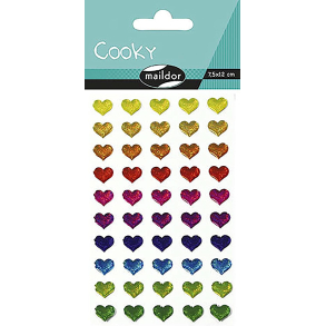 Cooky stickers, multifarvet hjerter