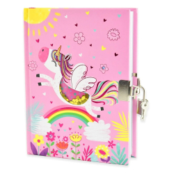 Dagbog med ls, enhjrning og regnbue