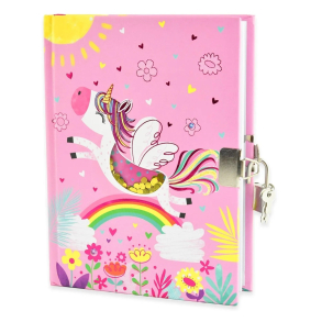 Dagbog med ls, enhjrning og regnbue