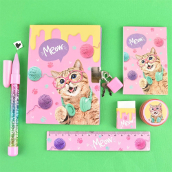 Dagbog med ls, Meow inkl. tilbehr