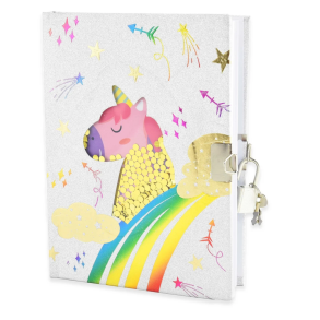 Dagbog med ls og glimmer effekt, enhjrning