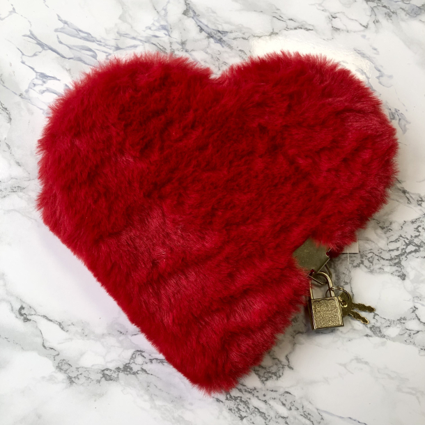 Dagbog m/ls, plys hjerte, rd