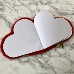 Dagbog m/ls, plys hjerte, rd