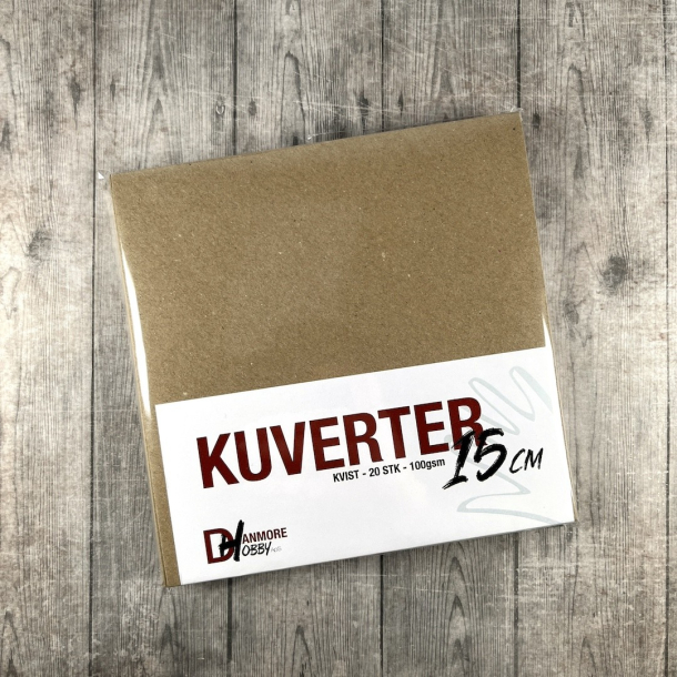 Danmore kuvert, kvist, 15,5 x 15,5 cm, 20 stk.