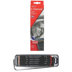 Derwent Charcoal pencils metalske med 6 stk.