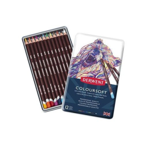Derwent Coloursoft farveblyanter, 12 stk i metalske