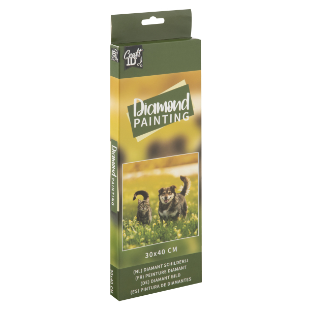 Diamond art - Kat &amp; Hund, 30 x 40 cm - Diamond painting