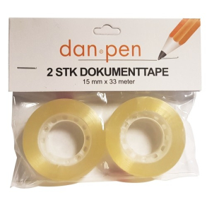 Dokumenttape 33m x 15mm, 2 rl., klar