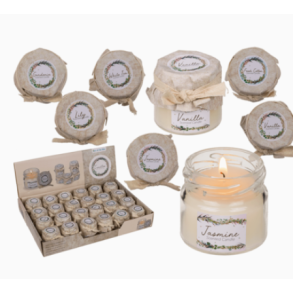 Duftlys i lille glas krukke, natur voks