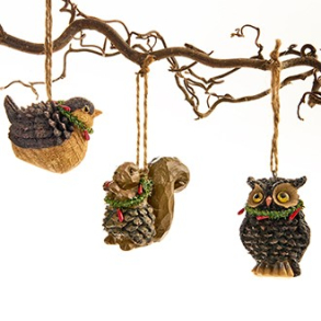 Dyr, poly., natur, med br & snor – 8 cm, 3 ASS.