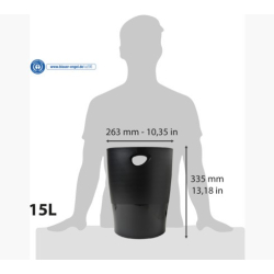 EcoBin Papirkurv rund plast, sort