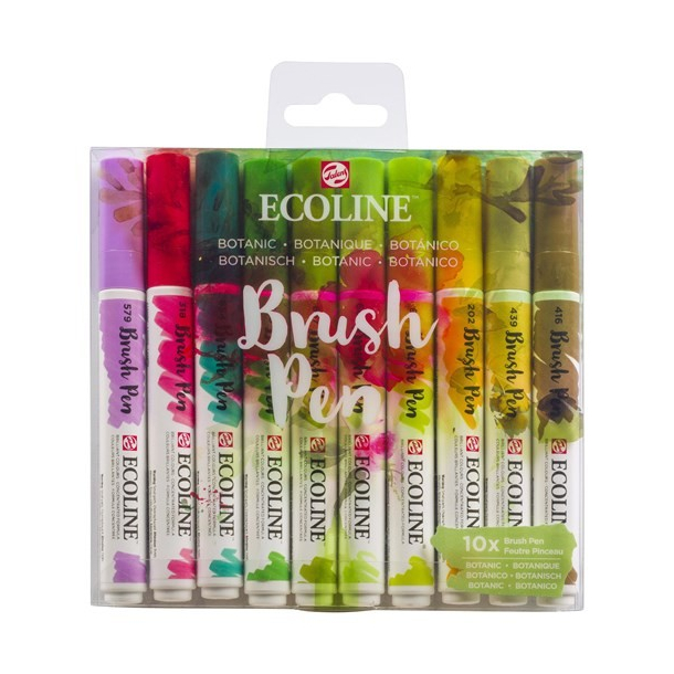 Ecoline watercolor brush pen st med 10 stk., Botanic