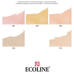 Ecoline watercolor brush pen st med 5 stk., Beige Pink