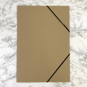 Elastikmappe karton A3, 3 klapper, Natur