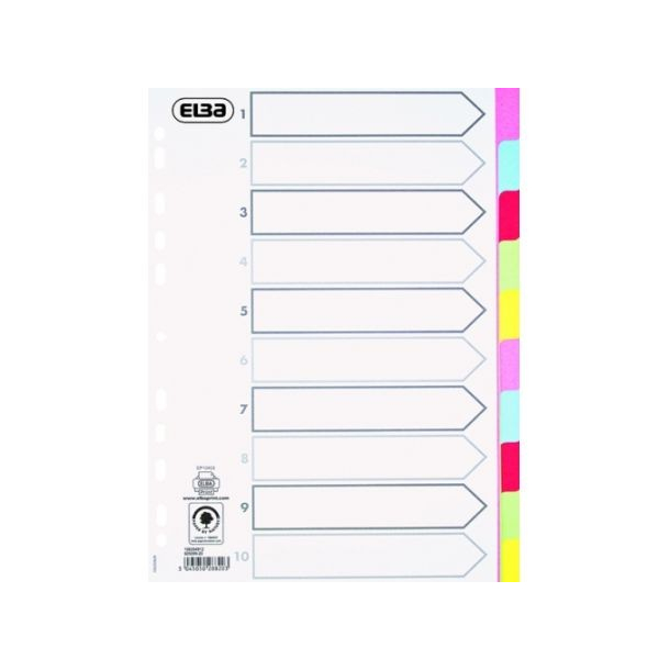 Elba Register 1-10 med farveinddeling, pastel
