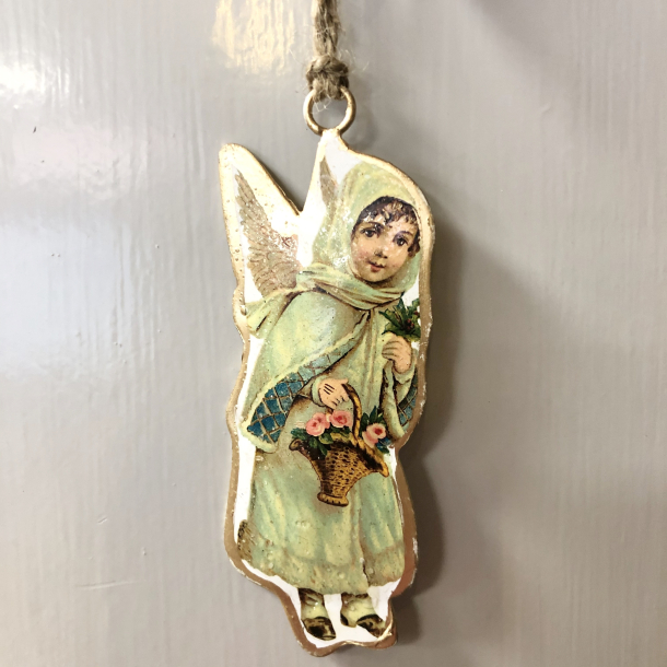 Engel m. blomst metalophng 11,5 cm