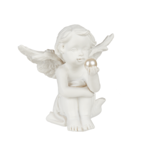 Engel med perle, polyresin
