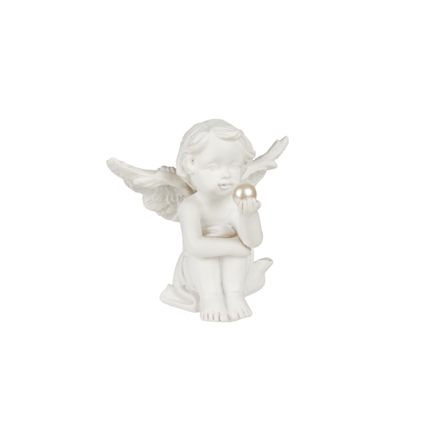 Engel med perle, polyresin