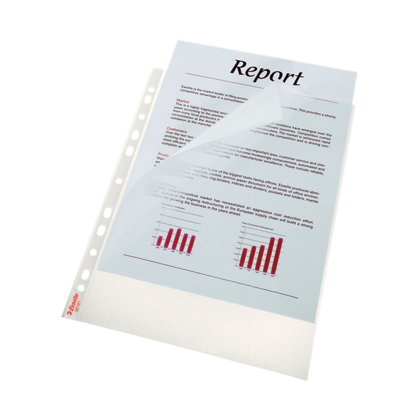 Esselte Plastlomme, embossed, ben top/side, A4, 10 stk.