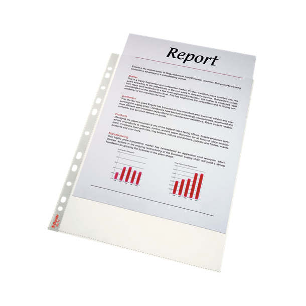 Esselte Plastlomme, klar, ben top, A4, 10 stk.