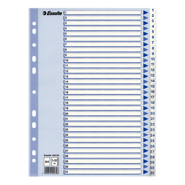 Esselte Register 1-31 A4, hvid 