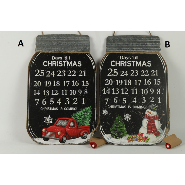 Evigheds julekalender snemand eller bil. tr/metal H:40 B:24